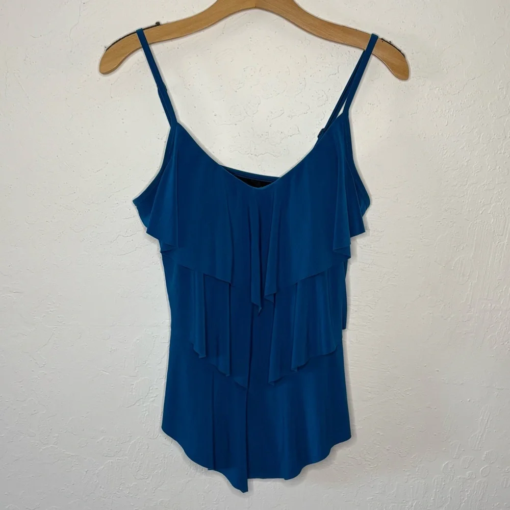 Magicsuit Rita Tiered Slimming Tankini Top Color Cobalt Size 10 Built In Bra USA